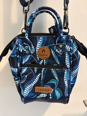 Blue Leaf Print Mini Tote Bag (CABAIA)